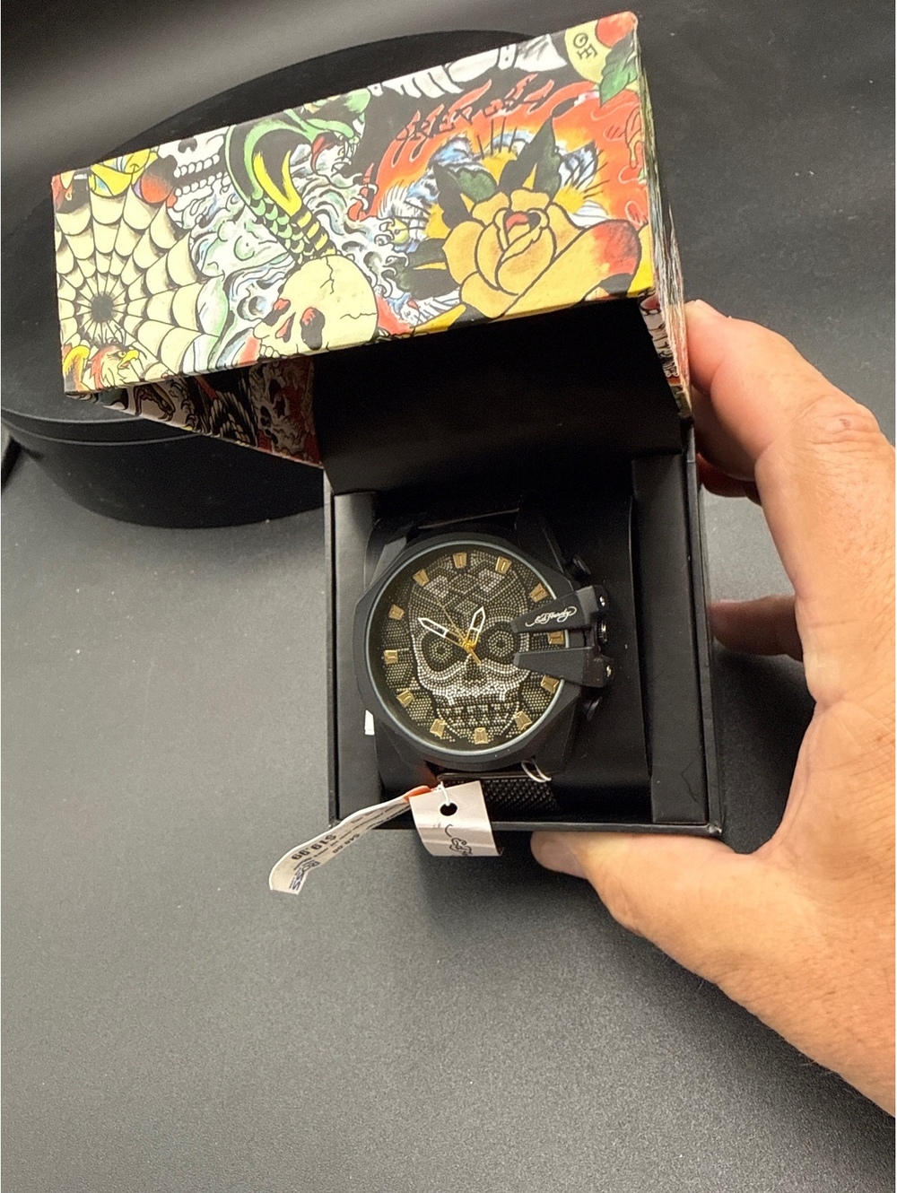 Ed Hardy Men's Skull Design Wristwatch with Original Box and Tags